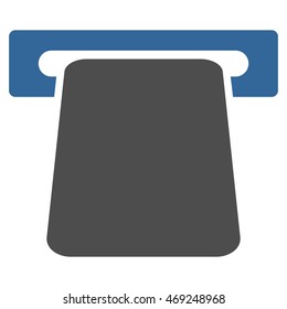Bank ATM icon. Vector style is bicolor flat iconic symbol with rounded angles, cobalt and gray colors, white background.