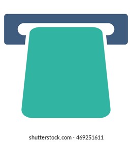Bank ATM icon. Vector style is bicolor flat iconic symbol with rounded angles, cobalt and cyan colors, white background.