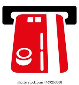 Bank ATM icon. Vector style is bicolor flat iconic symbol with rounded angles, intensive red and black colors, white background.