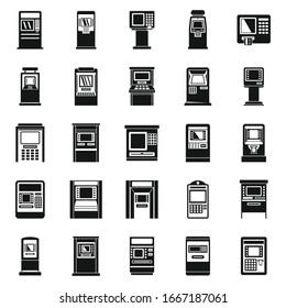 Bank atm machine icons set. Simple set of bank atm machine vector icons for web design on white background