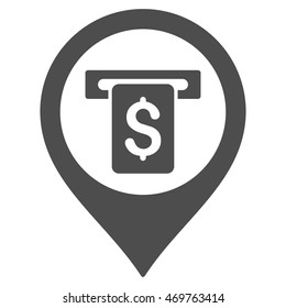 Bank ATM Marker icon. Vector style is flat iconic symbol with rounded angles, gray color, white background.