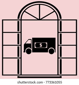 Bank automobile vector icon