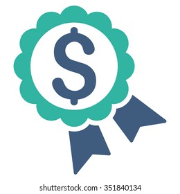 Bank Award vector icon. Style is bicolor flat symbol, cobalt and cyan colors, rounded angles, white background.