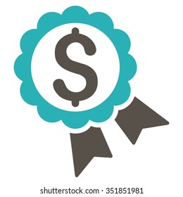 Bank Award vector icon. Style is bicolor flat symbol, grey and cyan colors, rounded angles, white background.
