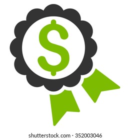 Bank Award vector icon. Style is bicolor flat symbol, eco green and gray colors, rounded angles, white background.