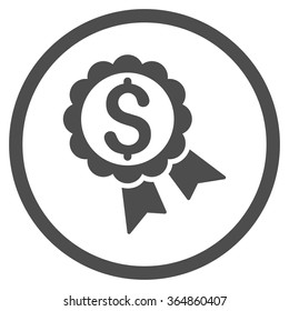 Bank Award vector icon. Style is flat circled symbol, gray color, rounded angles, white background.