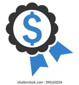 Bank Award vector icon. Style is flat symbol, cobalt color, white background.