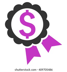 Bank Award vector icon. Style is flat symbol, violet color, white background.