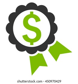 Bank Award vector icon. Style is bicolor flat symbol, eco green and gray colors, white background.