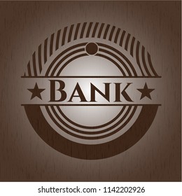Bank badge with wooden background