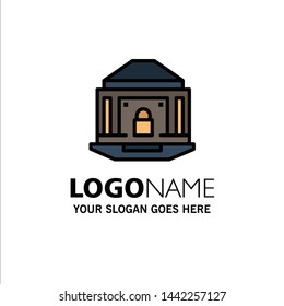 Bank, Banking, Internet, Lock, Security Business Logo Template. Flat Color