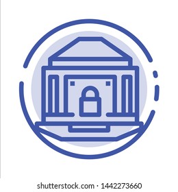 Bank, Banking, Internet, Lock, Security Blue Dotted Line Line Icon