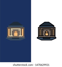 Bank, Banking, Internet, Lock, Security  Icons. Flat and Line Filled Icon Set Vector Blue Background. Vector Icon Template background
