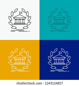 bank, banking, online, university, building, education Icon Over Various Background. Line style design, designed for web and app. Eps 10 vector illustration