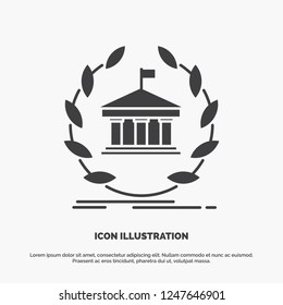 bank, banking, online, university, building, education Icon. glyph vector gray symbol for UI and UX, website or mobile application