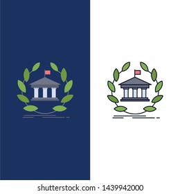 bank, banking, online, university, building, education Flat Color Icon Vector