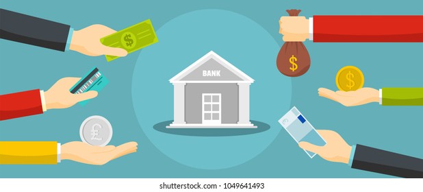 Bank banner. Flat illustration of bank vector banner for web