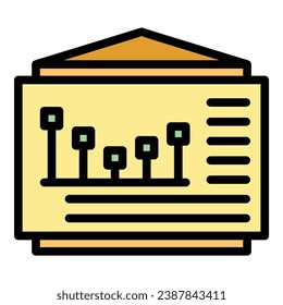 Bank benchmark icon outline vector. Best practice. Page norm color flat