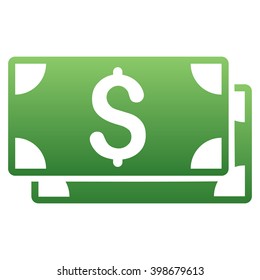 Bank Bills vector toolbar icon for software design. Style is a gradient icon symbol on a white background.