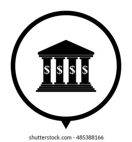 bank - black vector icon;  map pointer