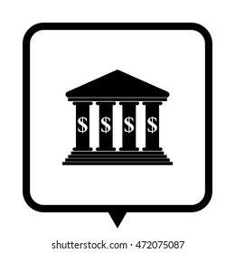 bank - black vector icon;  message bubble