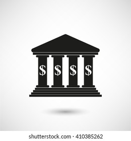 bank - black vector icon  with shadow