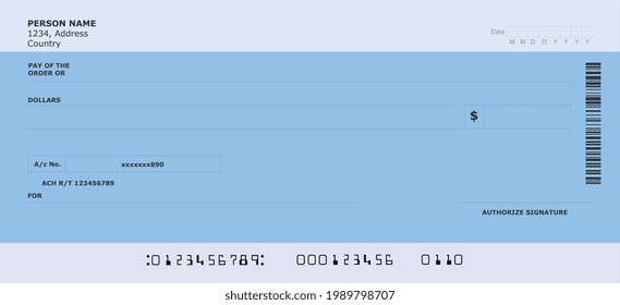 Bank Blank Cheque Full Editable Vector Stock Vector (Royalty Free ...