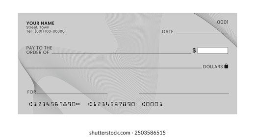 Bank blank cheque payment mockup template vector.