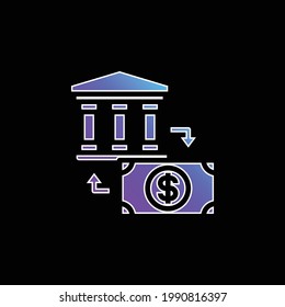 Icono de vector de gradiente azul del banco