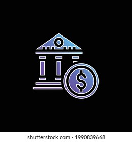 Icono de vector de gradiente azul del banco