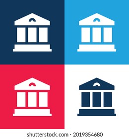 Bank blue and red four color minimal icon set
