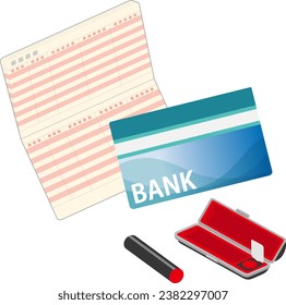 The bank book and seal isolated on white background