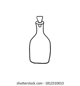 Bank, Bottle Hand Drawn Illustration. Doodle Isolated On White Background. Black Icon Picture.