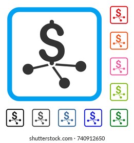 Bank Branches icon. Flat gray pictogram symbol in a light blue rounded rectangular frame. Black, gray, green, blue, red, orange color versions of Bank Branches vector.