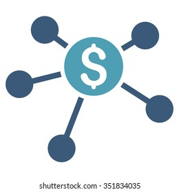 Bank Branches vector icon. Style is bicolor flat symbol, cyan and blue colors, rounded angles, white background.