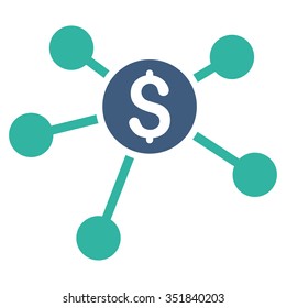 Bank Branches vector icon. Style is bicolor flat symbol, cobalt and cyan colors, rounded angles, white background.