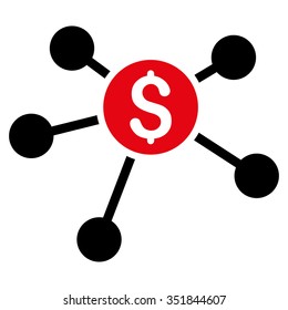 Bank Branches vector icon. Style is bicolor flat symbol, intensive red and black colors, rounded angles, white background.