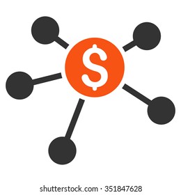 Bank Branches vector icon. Style is bicolor flat symbol, orange and gray colors, rounded angles, white background.