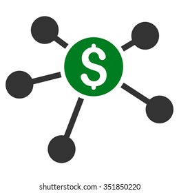 Bank Branches vector icon. Style is bicolor flat symbol, green and gray colors, rounded angles, white background.