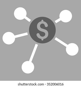 Bank Branches vector icon. Style is bicolor flat symbol, dark gray and white colors, rounded angles, silver background.