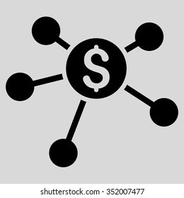 Bank Branches vector icon. Style is flat symbol, black color, rounded angles, light gray background.