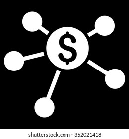 Bank Branches vector icon. Style is flat symbol, white color, rounded angles, black background.