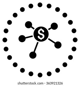 Bank Branches vector icon. Style is flat circled symbol, black color, rounded angles, white background.