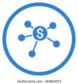 Bank Branches vector icon. Style is flat circled symbol, cobalt color, rounded angles, white background.
