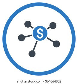 Bank Branches vector icon. Style is bicolor flat circled symbol, smooth blue colors, rounded angles, white background.