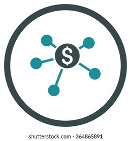 Bank Branches vector icon. Style is bicolor flat circled symbol, soft blue colors, rounded angles, white background.