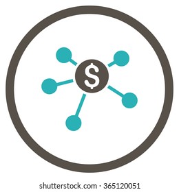 Bank Branches vector icon. Style is bicolor flat circled symbol, grey and cyan colors, rounded angles, white background.