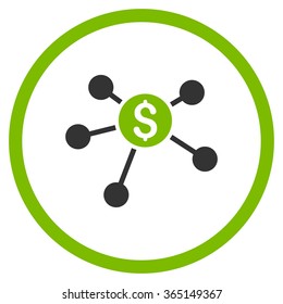 Bank Branches vector icon. Style is bicolor flat circled symbol, eco green and gray colors, rounded angles, white background.