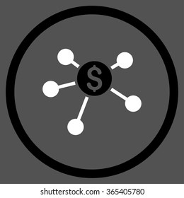 Bank Branches vector icon. Style is bicolor flat circled symbol, black and white colors, rounded angles, gray background.