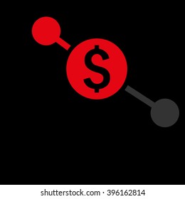 Bank Branches vector icon. Style is flat symbol, red color, black background.